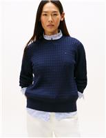 Pure Cotton Cable Knit Crew Neck Jumper