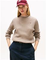 Pure Cotton Cable Knit Crew Neck Jumper