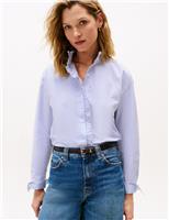 Pure Cotton Striped Ruffle Shirt