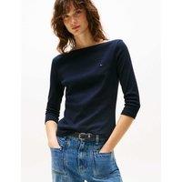 Tommy Hilfiger Pure Cotton Boat Neck Top Navy