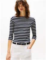 Cody Pure Cotton Striped Slash Neck Top
