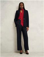 Wool Blend Tailored Wide Leg Trousers