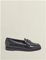 Leather Patent Croc Flat Loafers