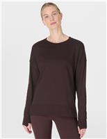 Sweaty Betty After Class Cotton Modal Longline Sweatshirt Burgundy