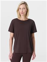 Sweaty Betty Soft Flow Cross Back Boxy Yoga T-Shirt Dark Brown