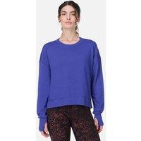 Sweaty Betty After Class Cotton Modal Crop Sweatshirt Mid Blue