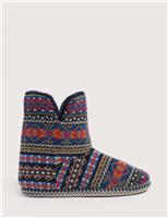 Lambswool Rich Fair Isle Slipper Boots