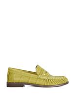 Leather Croc Ruched Detail Penny Loafers
