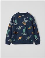 Pure Cotton Dinosaur Print Sweatshirt (1-7 Yrs)