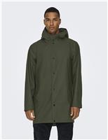 ONLY & SONS Waterproof Hooded Coat Grey