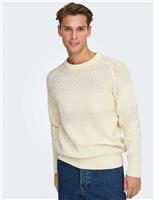 Cotton Rich Textured Crew Neck Jumper