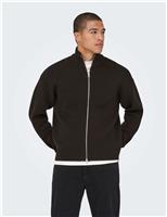 Cotton Rich Funnel Neck Zip Up Cardigan