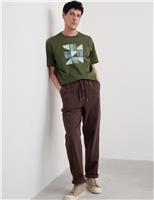 Regular Fit Pure Cotton Elasticated Waist Trousers