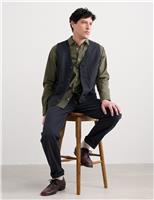 Seasalt Cornwall Regular Fit Linen Rich Herringbone Waistcoat Navy