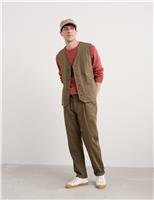 Seasalt Cornwall Linen Rich Herringbone Waistcoat Green