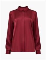 Satin Collared Button Through Shirt