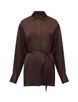 Satin Collared Tie Belt Shirt