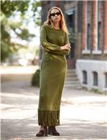 Textured Fringe Hem Midaxi Jumper Dress