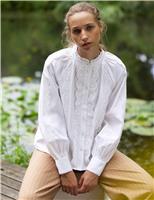 Pure Cotton Broderie High Neck Blouse