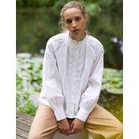 Pure Cotton Broderie High Neck Blouse