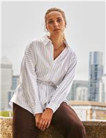 Cotton Rich Collared Tie Detail Shirt