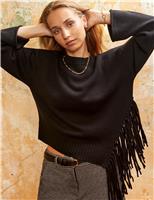 Asymmetric Fringe Jumper with Wool