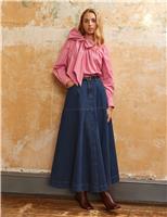 RO&ZO Pure Cotton Striped Tie Neck Blouse Pink Mix