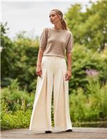 Pleat Front Wide Leg Trousers
