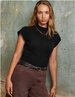 Alpaca Blend High Neck Knitted Top