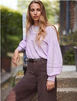 Pure Cotton Broderie Tie Front Blouse