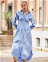 Cotton Rich Striped Midaxi Shirt Dress