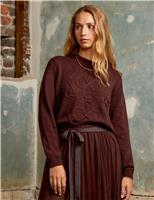 Alpaca Blend Applique Crew Neck Jumper