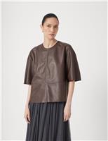 Leather Relaxed Panelled T-Shirt