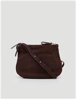 Suede Zip Around Cross Body Bag