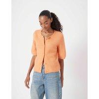 Wool Blend Ribbed Crew Neck Cardigan