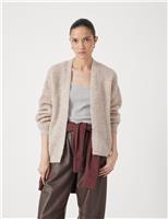 HUSH Wool Blend Textured Relaxed Cardigan Oatmeal