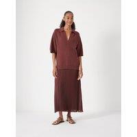 V-Neck Knit Top Pleated Midi T-Shirt Dress