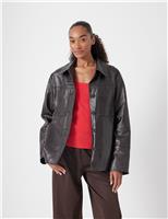 Leather Collared Utility Jacket