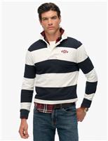Superdry & Co Pure Cotton Striped Long Sleeve Rugby Top Navy