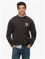 Pure Cotton Graphic Crew Neck Sweatshirt