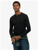 Pure Cotton Grandad Collar Long Sleeve Top