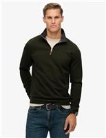 Cotton Rich Piqu Half Zip Sweatshirt