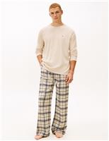 Tommy Hilfiger Pure Cotton Checked Elasticated Pyjama Set Beige