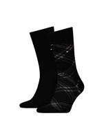 2 Pack Checked & Plain Cotton Rich Socks