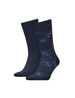 2 Pack Checked & Plain Cotton Rich Socks