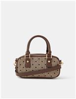 Tweed Heart Print Cross Body Bowler Bag