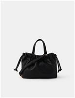 Faux Leather Drawstring Cross Body Bag