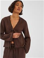 Pure Cotton Crinkle Beach Cover Up Top