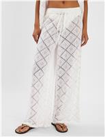 Cotton Rich Tile Lace Wide Leg Beach Trousers