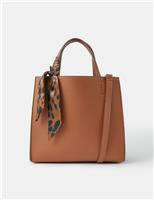 Faux Leather Scarf Detail Bag